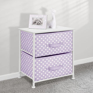Polka Dot 2-Drawer Storage Unit - Wisteria/White