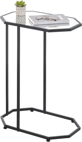 Mirror Top C-Side Modern Table - Black