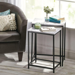 Nesting Tables (2-Piece Set) - Faux Marble/Black