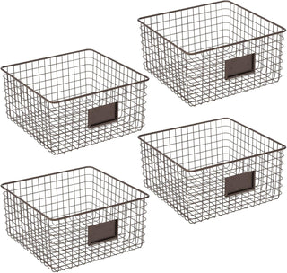 Wire Basket with Tag Holder (4-Pack) - Bronze