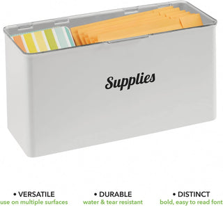 Storage Bin with Hinged Lid and Labels (4-Pack) - Clear/White