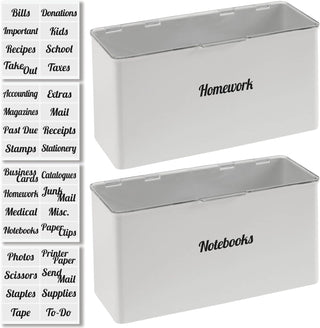 Storage Bin with Hinged Lid and Labels (4-Pack) - Clear/White