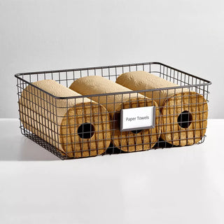 Wire Baskets with Tag Holder (8-Pack) - Black