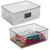 Wire Baskets with Tag Holder (8-Pack) - Black