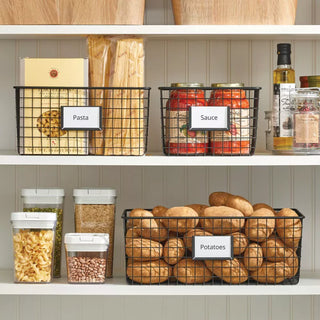 Wire Baskets with Tag Holder (8-Pack) - Black