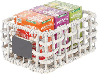 Water Hyacinth Open Weave Basket with Label Holder (6-Pack)