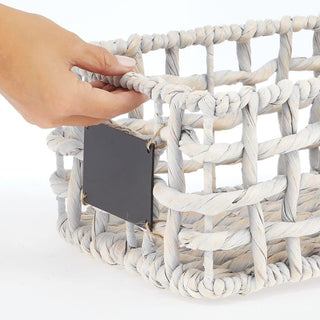 Water Hyacinth Open Weave Basket with Label Holder (6-Pack)
