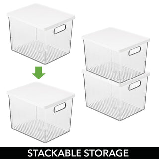Kitchen Organizer Bin with Lid (8-Pack) - Clear