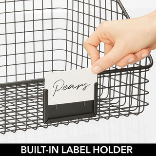 Slanted Basket Organizer with Tag Holder (2-Pack) - Black