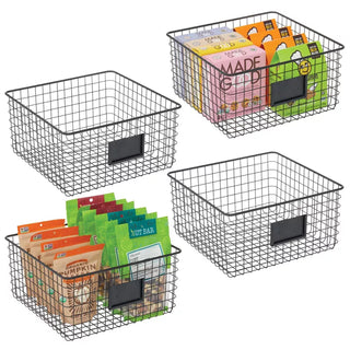 Wire Basket with Tag Holder (8-Pack) - Black