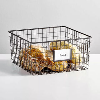 Wire Basket with Tag Holder (8-Pack) - Black