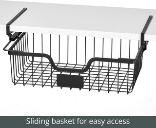Wire Under-Shelf Sliding Basket - Black (2-Pack)