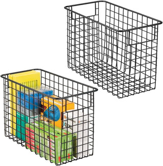 Office Wire Storage Basket (2-Pack) - Matte Black