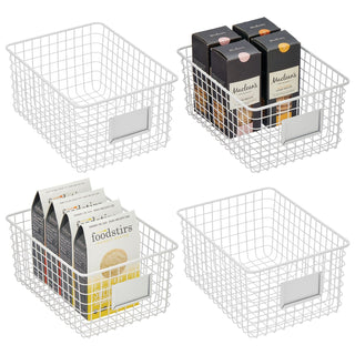 Wire Basket with Tag Holder (2-Pack) - White