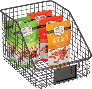 Slanted Basket with Tag Holder (2-Pack) - Black
