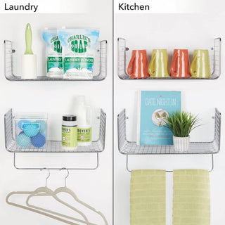 Wall Mount Towel Shelf Organizer (4 Pack) - Chrome