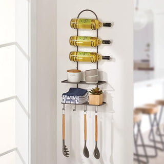 Wall Mount Bathroom Caddy with Shelves and Towel Holders - Bronze (2-Pack)