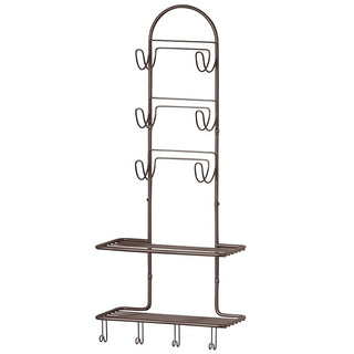 Wall Mount Bathroom Caddy with Shelves and Towel Holders - Bronze (2-Pack)