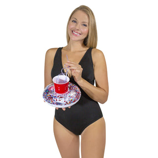 White Glitter 36" Pool Tube (with Matching Drink Float Included)