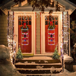 LED Ladder Lights with Climbing Santa Claus Festive Decoration