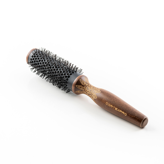 Pro Brush | 1.25" Thermal Color Changing Heat Activated Round Brush | Brown Wood