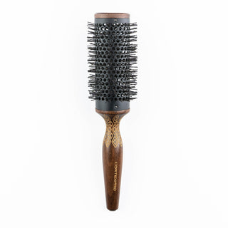 Pro Brush | 1.25" Thermal Color Changing Heat Activated Round Brush | Brown Wood