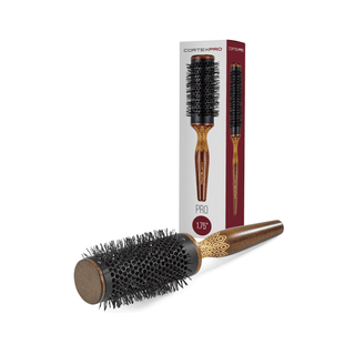 Pro Brush | 1.75" Thermal Color Changing Heat Activated Round Brush | Brown Wood