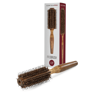 Boar Pro Brush | 1.25" Heat Activated Round Brush | Boar + Nylon Bristles | Brown Wood