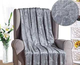 Embossed Eiffel Tower Throw 50x60 - Grey