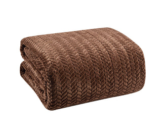 Superior Chevron Braided Blanket - Twin - Chocolate