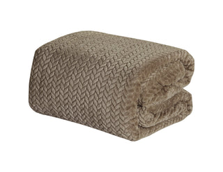 Superior Chevron Braided Blanket - Twin - Taupe