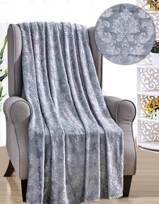 Embossed Versailles Throw 50x60 - Grey