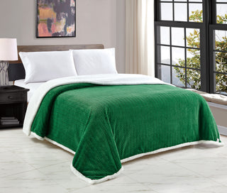 Jacquard Braided Sherpa Blanket - King - Green
