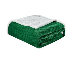 Jacquard Braided Sherpa Blanket - King - Green