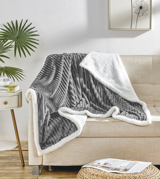 Corduroy Sherpa Throw 50x60 - Grey