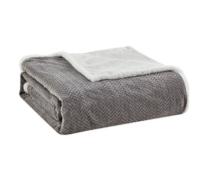 Jacquard Braided Sherpa Blanket - King - Grey