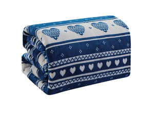 Heartfelt Microplush Blanket - Queen - Blue