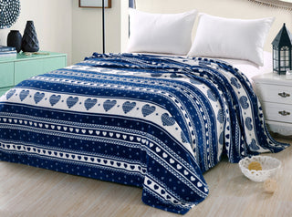 Heartfelt Microplush Blanket - Queen - Blue