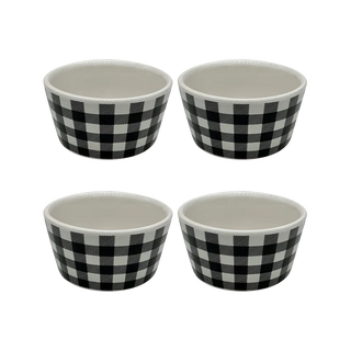 4 Piece Ramekin Set (Black Gingham)