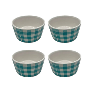 4 Piece Ramekin Set (Blue Gingham)