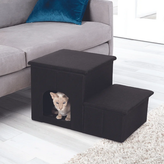 2-in-1 Pet Steps & House (Black)