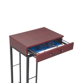Rolling Sofa Side Table with Drawer