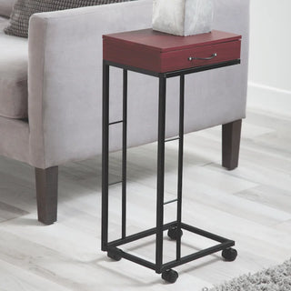 Rolling Sofa Side Table with Drawer