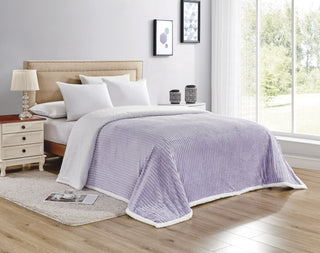 Corduroy Sherpa Blanket - Queen - Lilac