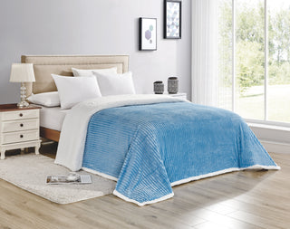 Corduroy Sherpa Blanket - King - Lt. Blue