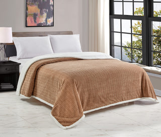 Jacquard Braided Sherpa Blanket - King - Taupe