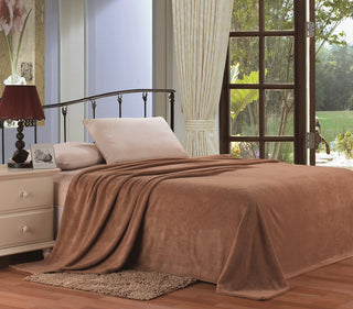Solid Microplush Blanket - Twin - Taupe