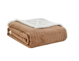 Jacquard Braided Sherpa Blanket - King - Taupe