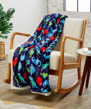 Navy Dino with Sherpa 50x60