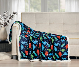 Navy Dino with Sherpa 50x60